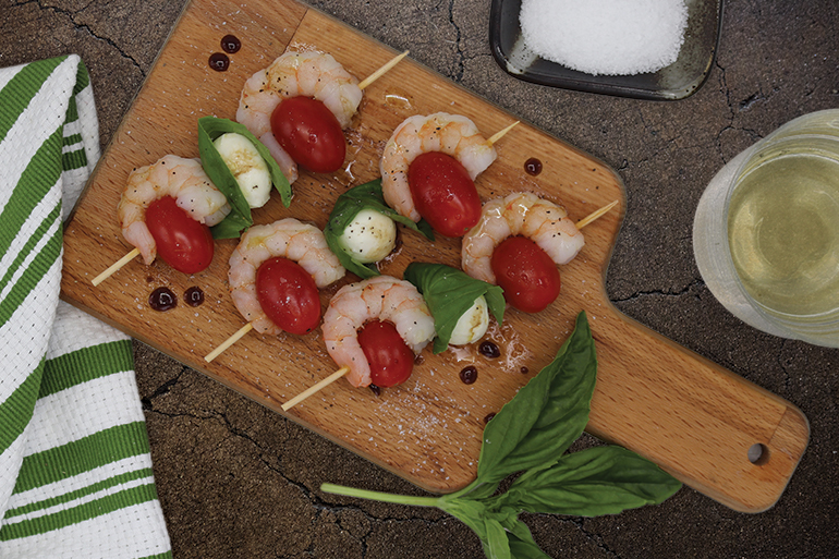 Caprese Salad Shrimp Skewers - Aqua Star