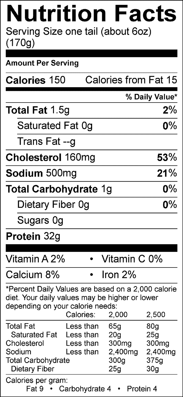 nutrition-facts-north-atlantic-raw-lobster-tails